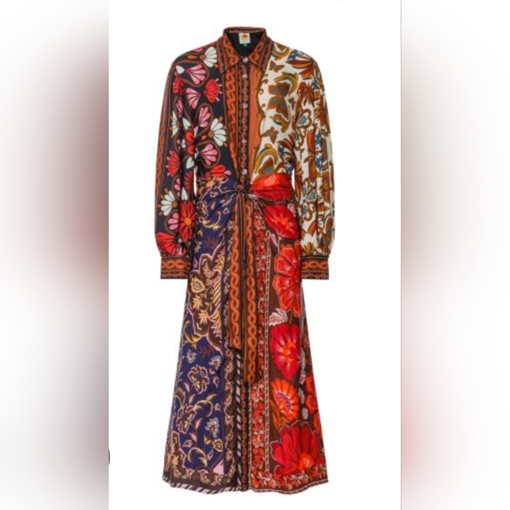FARM Rio Multi-Color Floral Patchwork Midi Dress - Picture 4 of 10